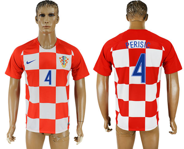 2018 World Cup Men Croatia #4 Perisic Home Soccer Country Jersey