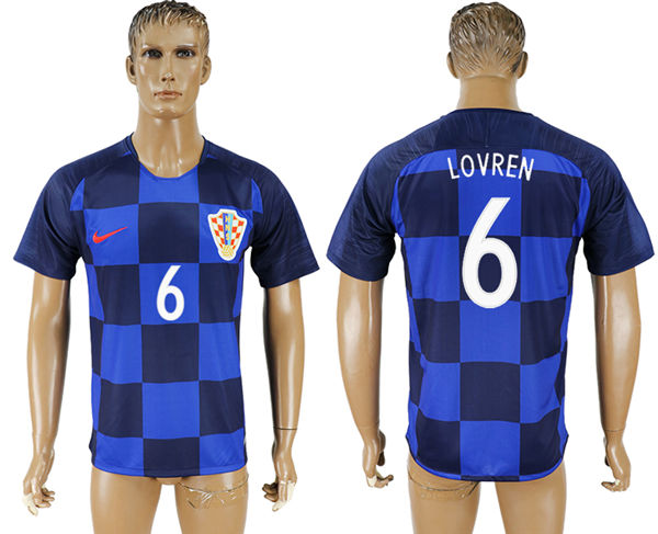 2018 World Cup Men Croatia #6 Lovren Away Soccer Country Jersey