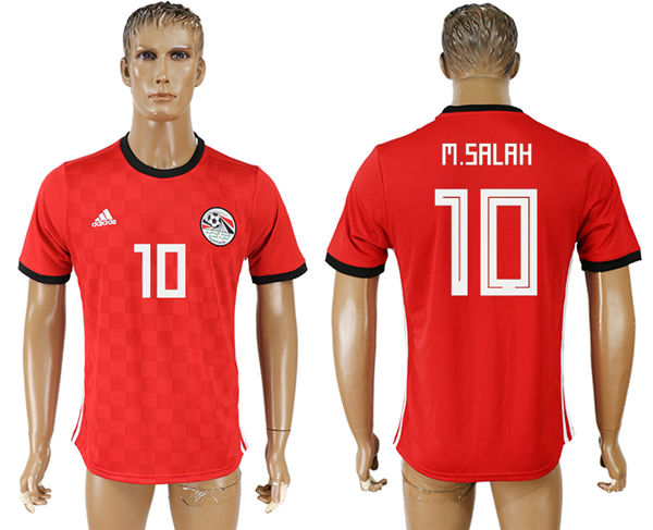 2018 World Cup Men Egypt #10 M.Salah Red Home Soccer Country Jersey