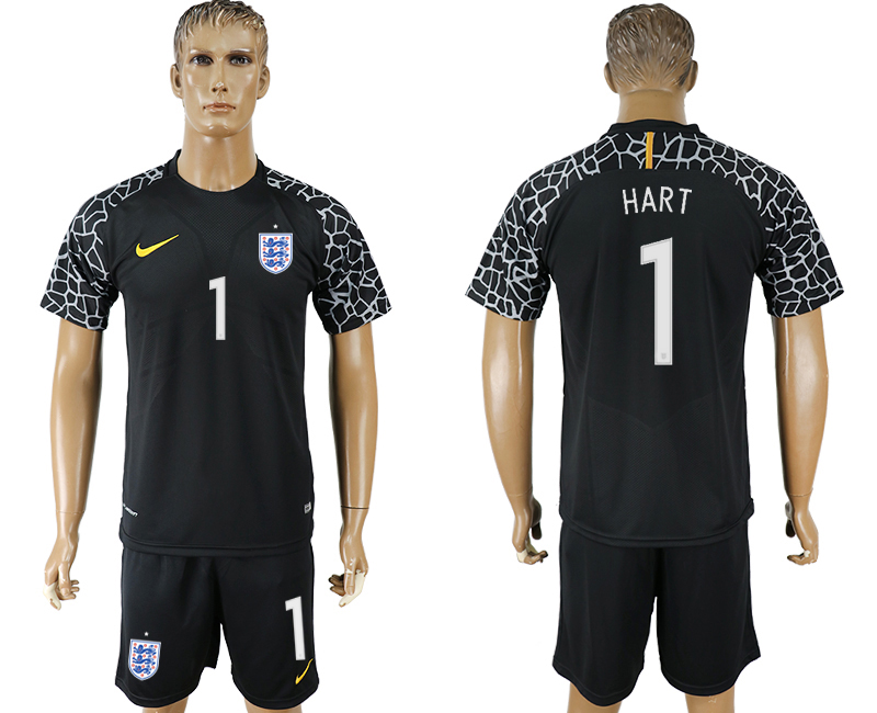 2018 World Cup Men England #1 Hart Home Black Soccer Country Jersey