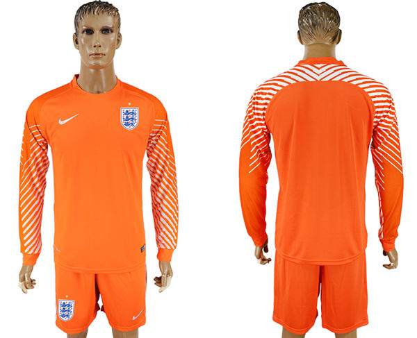 2018 World Cup Men England Home Long Sleeves Orange Soccer Country Jersey