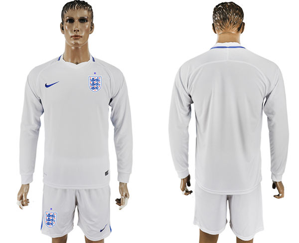 2018 World Cup Men England Home Long Sleeves Soccer Country Jersey