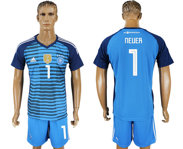 2018 World Cup Men Germany #1 Neuer Blue Home Soccer Country Jersey