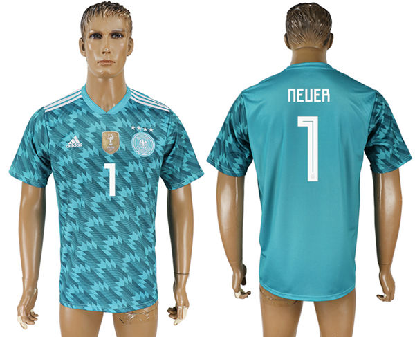 2018 World Cup Men Germany #1 Neuer Blue Home Soccer Country Jersey
