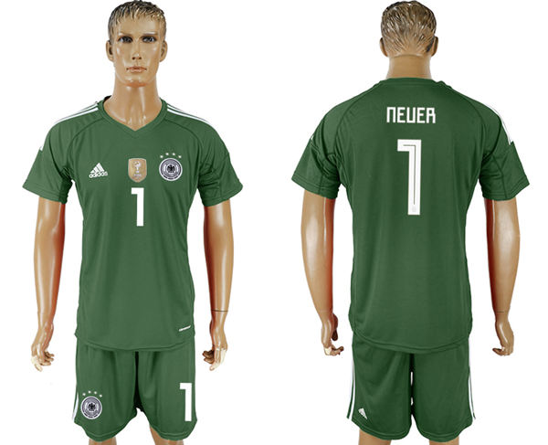 2018 World Cup Men Germany #1 Neuer Dack Green Home Soccer Country Jersey