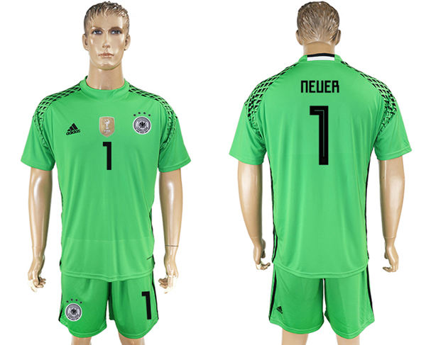 2018 World Cup Men Germany #1 Neuer Green Home Soccer Country Jersey