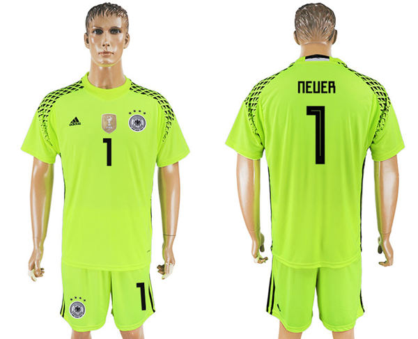 2018 World Cup Men Germany #1 Neuer Light Green Home Soccer Country Jersey