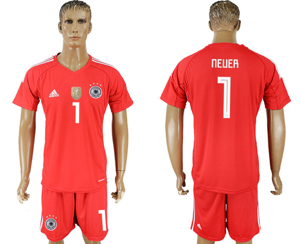 2018 World Cup Men Germany #1 Neuer Red Home Soccer Country Jersey