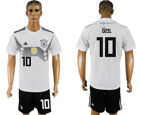 2018 World Cup Men Germany #10 Ozil White Home Soccer Country Jersey