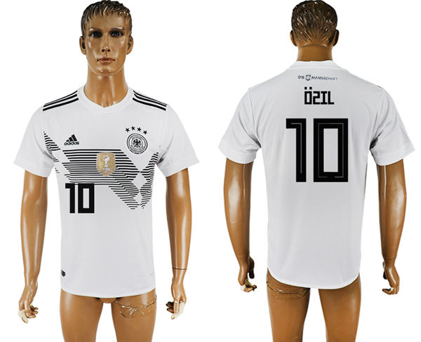 2018 World Cup Men Germany #10 Ozil White Home Soccer Country Jersey