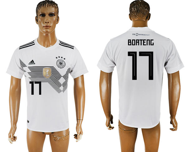 2018 World Cup Men Germany #11 Boateng White Home Soccer Country Jersey