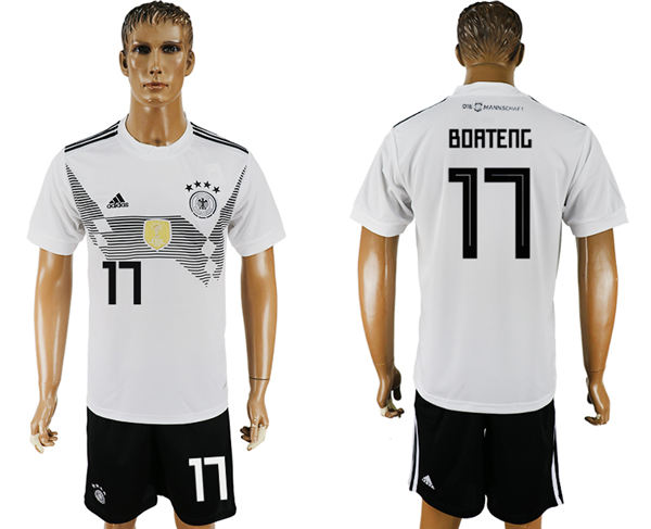 2018 World Cup Men Germany #11 Boateng White Home Soccer Country Jersey