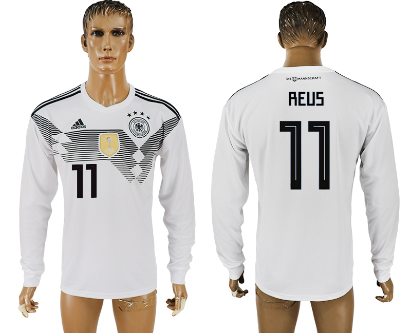 2018 World Cup Men Germany #11 Reus White Home Long Sleeves Soccer Country Jersey 2018 World Cup Men Germany #11 Reus White Home Long Sleeves Soccer Country Jersey