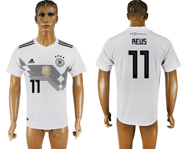 2018 World Cup Men Germany #11 Reus White Home Soccer Country Jersey