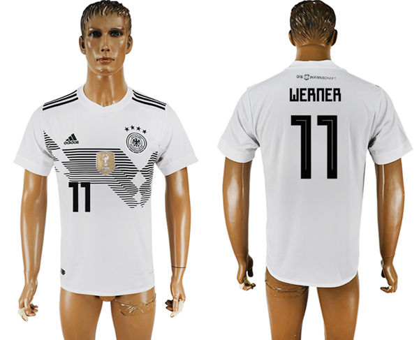 2018 World Cup Men Germany #11 Werner White Home Soccer Country Jersey