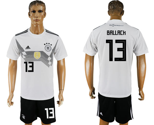 2018 World Cup Men Germany #13 Ballack White Home Soccer Country Jersey