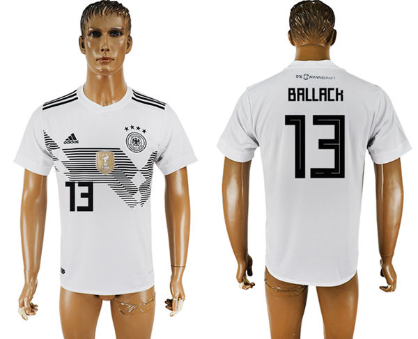2018 World Cup Men Germany #13 Ballack White Home Soccer Country Jersey