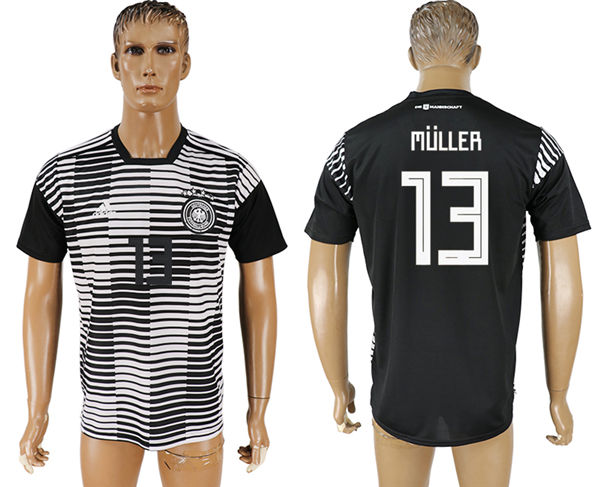 2018 World Cup Men Germany #13 Muller Black Home Soccer Country Jersey