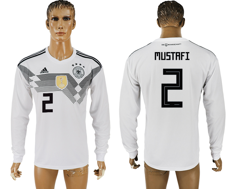 2018 World Cup Men Germany #2 Mustafi White Home Long Sleeves Soccer Country Jersey