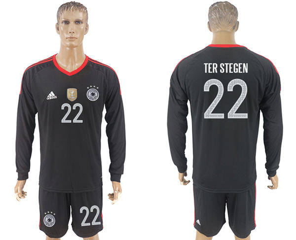2018 World Cup Men Germany #22 Ter Stegen Black Home Long Sleeves Soccer Country Jersey