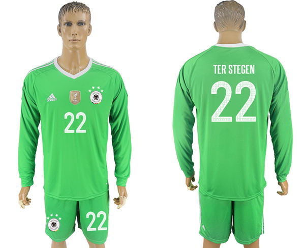 2018 World Cup Men Germany #22 Ter Stegen Green Home Long Sleeves Soccer Country Jersey