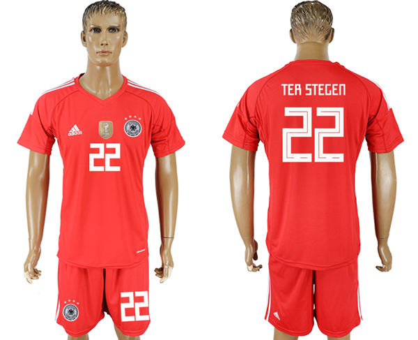 2018 World Cup Men Germany #22 Ter Stegen Red Home Soccer Country Jersey