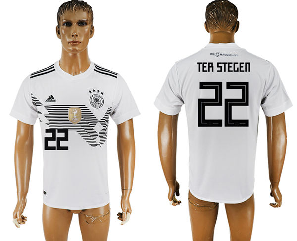 2018 World Cup Men Germany #22 Ter Stegen White Home Soccer Country Jersey