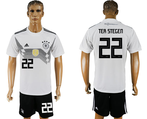 2018 World Cup Men Germany #22 Ter Stegen White Home Soccer Country Jersey