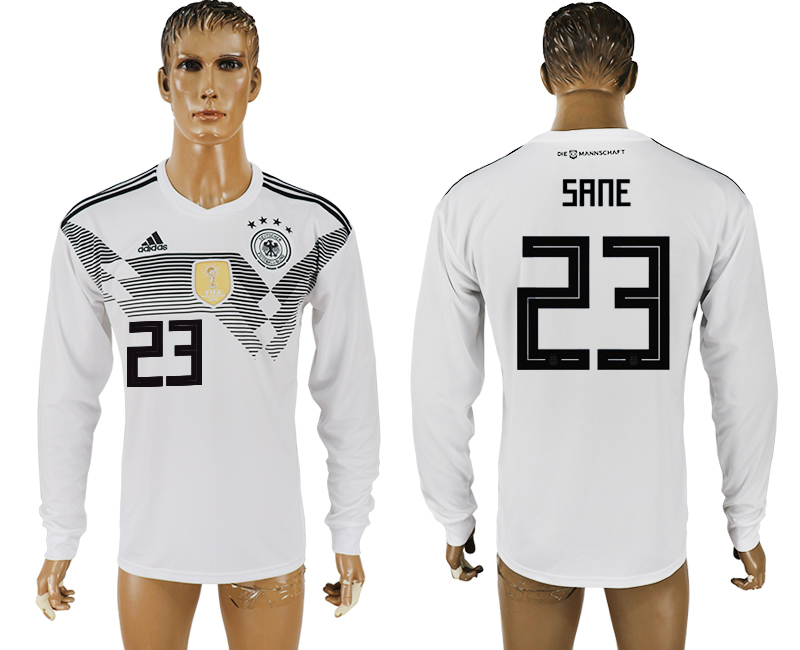 2018 World Cup Men Germany #23 Sane White Home Long Sleeves Soccer Country Jersey 2018 World Cup Men Germany #23 Sane White Home Long Sleeves Soccer Country Jersey