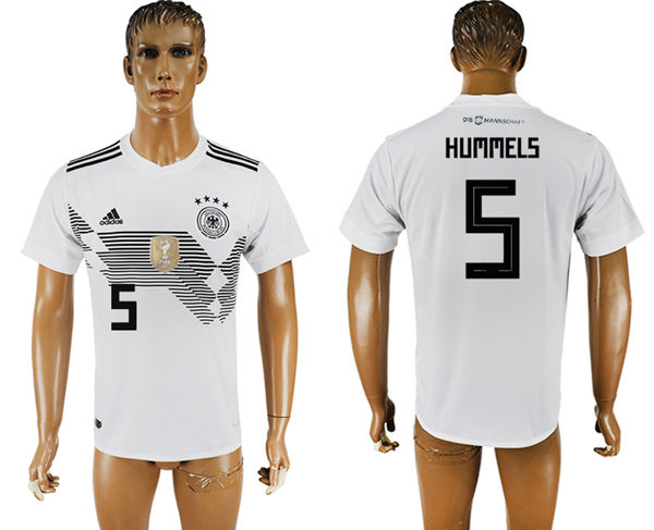 2018 World Cup Men Germany #5 Hummels White Home Soccer Country Jersey