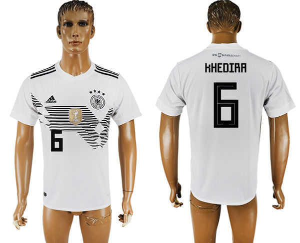 2018 World Cup Men Germany #6 Khedira White Home Soccer Country Jersey