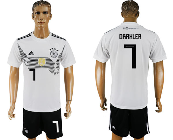 2018 World Cup Men Germany #7 Draxler White Home Soccer Country Jersey