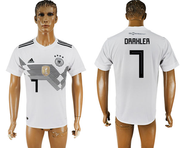 2018 World Cup Men Germany #7 Draxler White Home Soccer Country Jersey