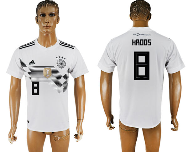 2018 World Cup Men Germany #8 Kroos White Home Soccer Country Jersey