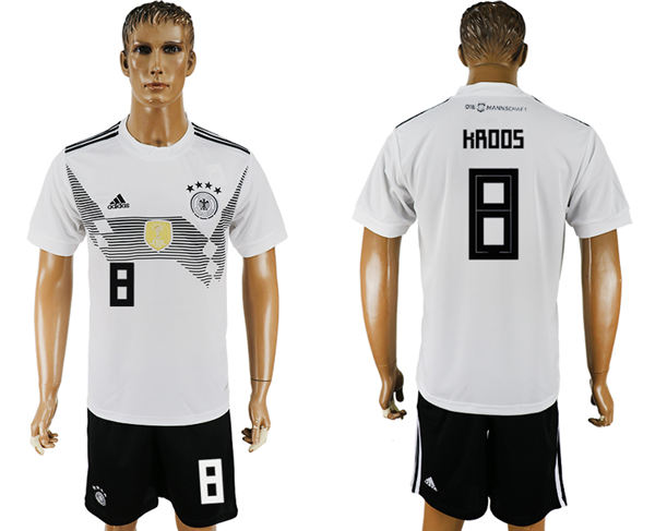 2018 World Cup Men Germany #8 Kroos White Home Soccer Country Jersey