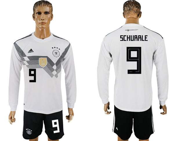 2018 World Cup Men Germany #9 Schurrle White Home Long Sleeves Soccer Country Jersey