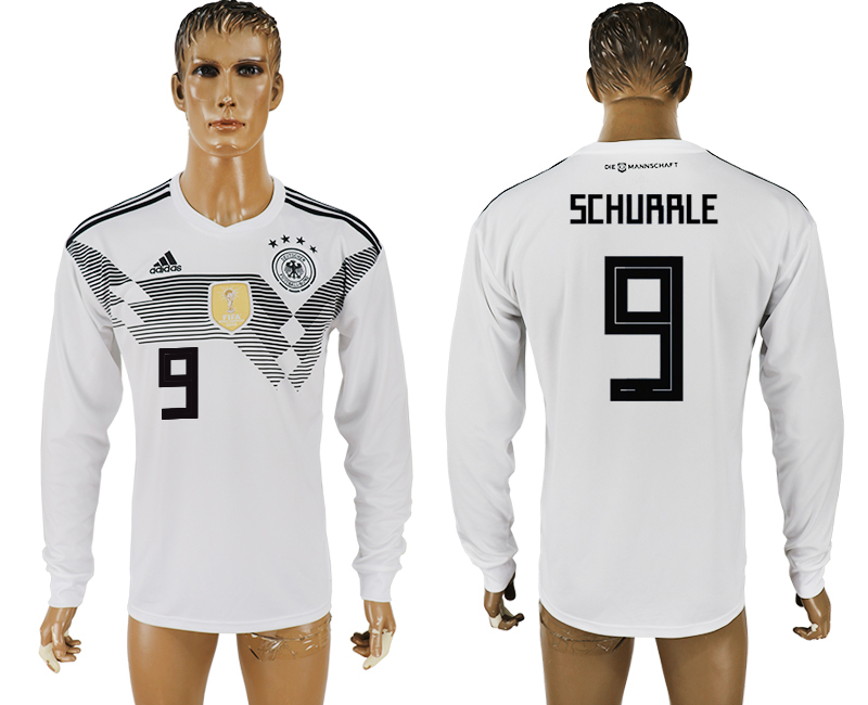 2018 World Cup Men Germany #9 Schurrle White Home Long Sleeves Soccer Country Jersey 2018 World Cup Men Germany #9 Schurrle White Home Long Sleeves Soccer Country Jersey