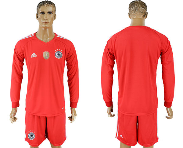 2018 World Cup Men Germany Red Home Long Sleeves Soccer Country Jersey