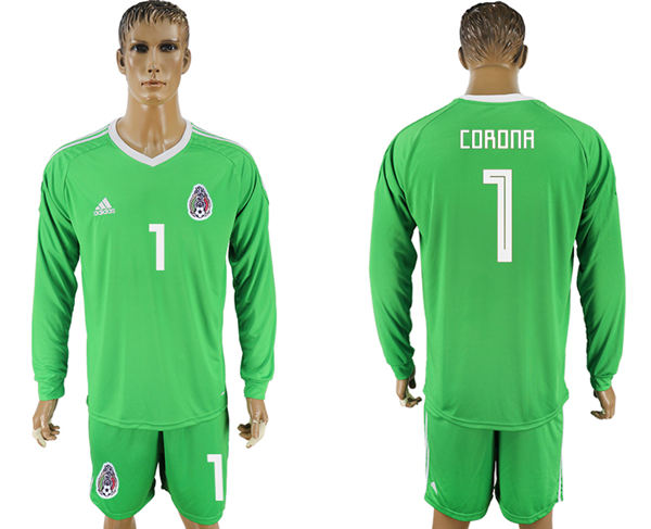 2018 World Cup Men Mexico #1 Corona Home Long Sleeves Green Soccer Country Jersey 2018 World Cup Men Mexico #1 Corona Home Long Sleeves Green Soccer Country Jersey