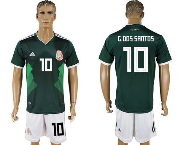 2018 World Cup Men Mexico #10 G.Dos Santos Home Green Soccer Country Jersey