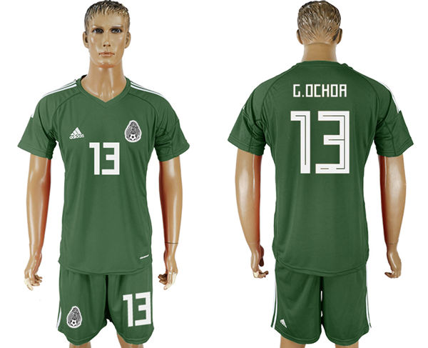 2018 World Cup Men Mexico #13 G.Ochoa Home Green Soccer Country Jersey