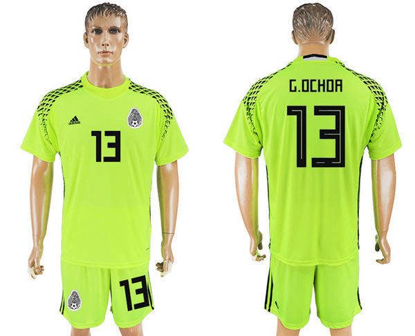 2018 World Cup Men Mexico #13 G.Ochoa Home Light Green Soccer Country Jersey
