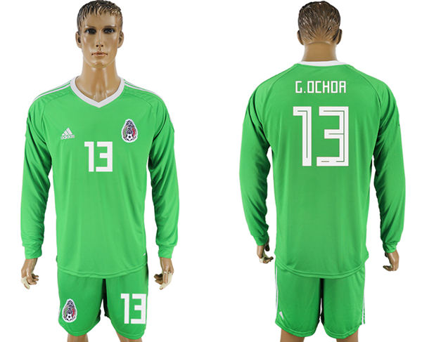 2018 World Cup Men Mexico #13 G.Ochoa Home Long Sleeves Green Soccer Country Jersey 2018 World Cup Men Mexico #13 G.Ochoa Home Long Sleeves Green Soccer Country Jersey