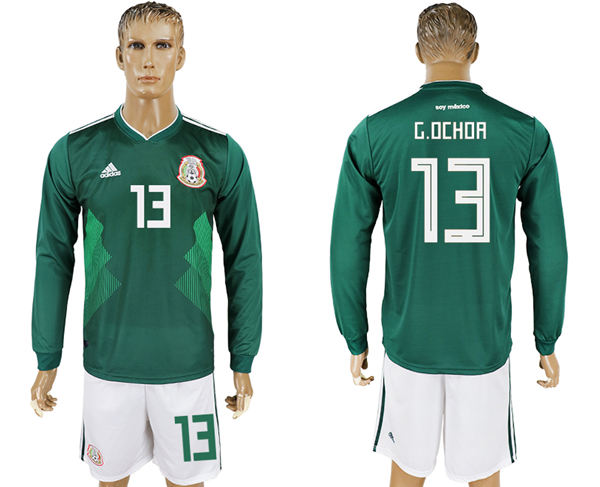 2018 World Cup Men Mexico #13 G.Ochoa Home Long Sleeves Soccer Country Jersey