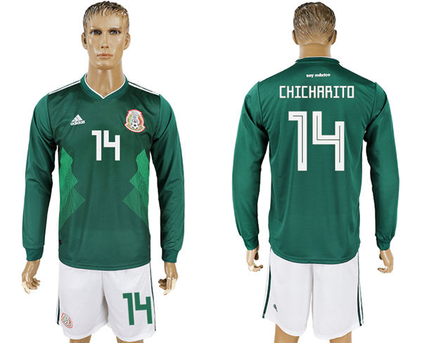 2018 World Cup Men Mexico #14 Chicharito Home Long Sleeves Soccer Country Jersey 2018 World Cup Men Mexico #14 Chicharito Home Long Sleeves Soccer Country Jersey