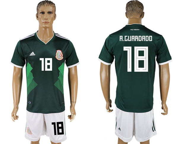 2018 World Cup Men Mexico #18 A.Guardado Home Green Soccer Country Jersey