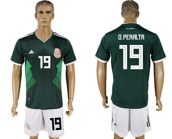 2018 World Cup Men Mexico #19 O.Peralta Home Green Soccer Country Jersey