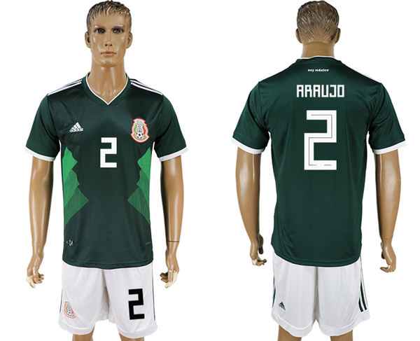 2018 World Cup Men Mexico #2 Araujo Home Green Soccer Country Jersey