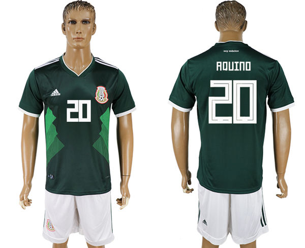 2018 World Cup Men Mexico #20 Aquino Home Green Soccer Country Jersey