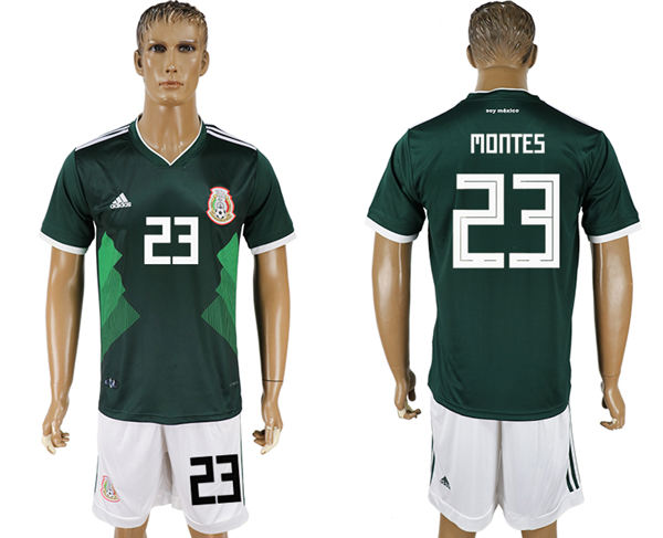 2018 World Cup Men Mexico #23 Montes Home Green Soccer Country Jersey